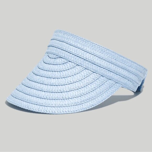 Madewell Packable Braided Straw Visor Light Blue Distant Peri One Size NE961 - Picture 1 of 11